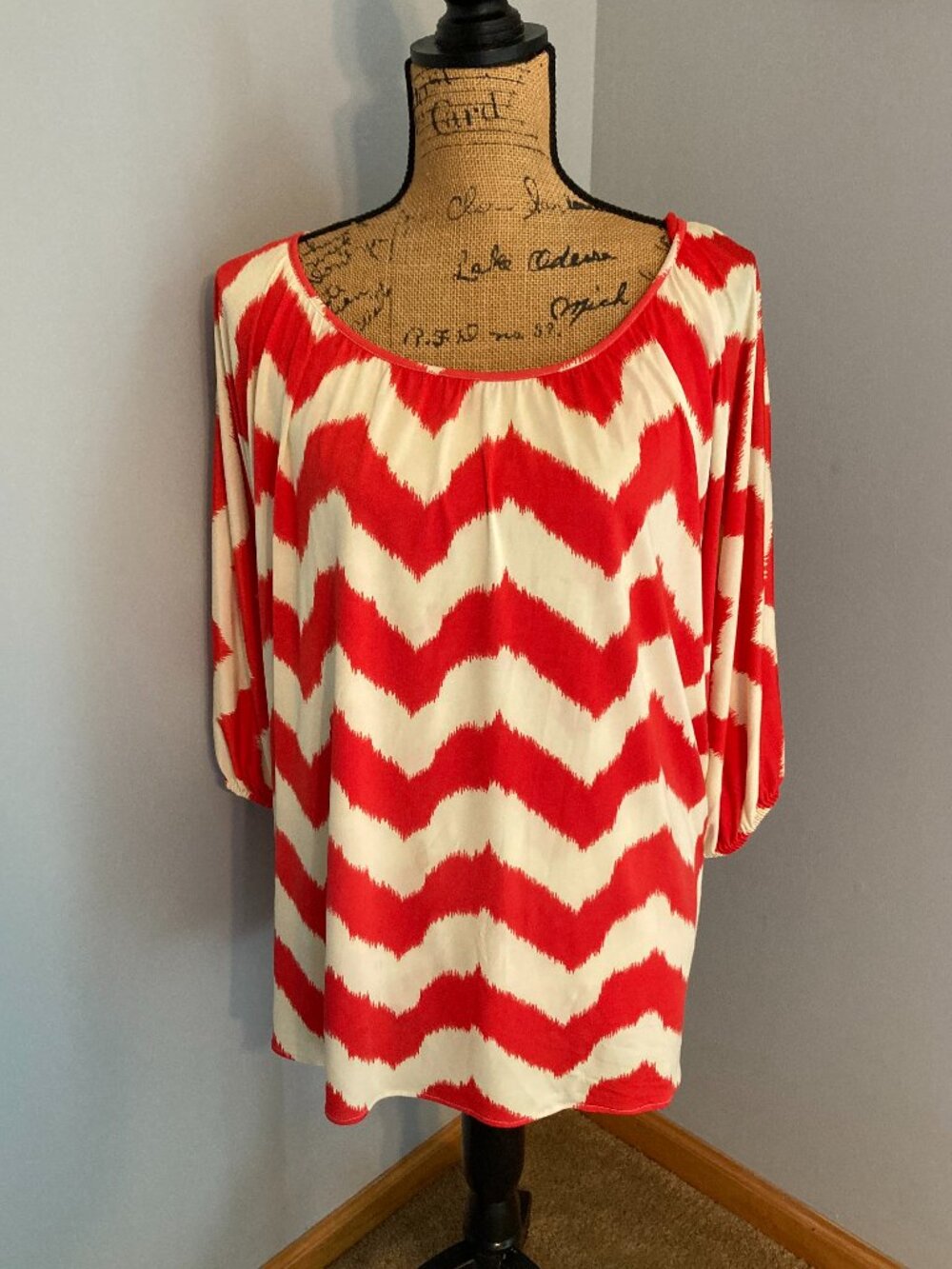 Tbags Los Angeles Red Chevron Blouse Tunic Women Size 1X